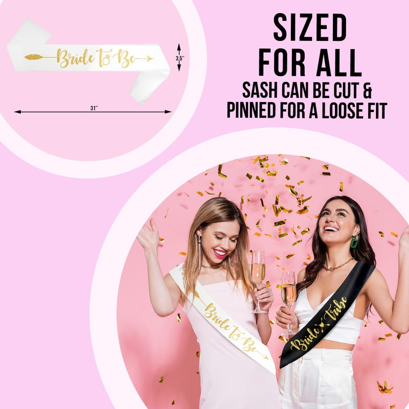 Bachelorettesy Bride Tribe Bridesmaids Sashes - 8 Pack Satin Bachelorette Sashes for Bridal Shower Decorations, Bachelorette Party Decorations, Wedding Parties, Girls' Night Out & More! Black - Image 4